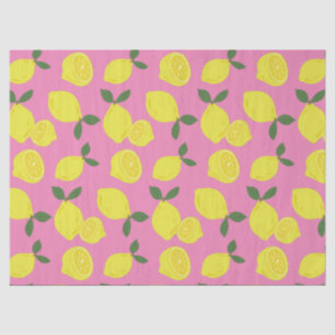 Papel De Seda Patrón elegante de limón rosa y amarillo