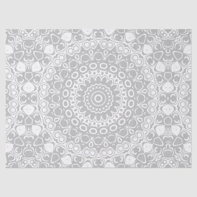Papel De Seda Patrón elegante de Mandala plateado (Anverso)