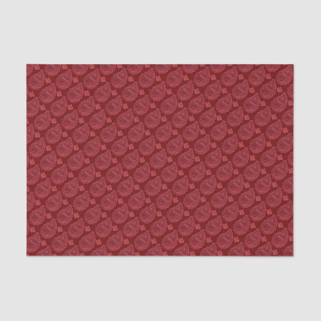 Papel De Seda Patrón elegante de paisley borgoña (Anverso)