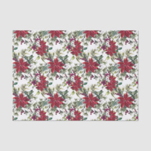 Papel De Seda Patrón elegante de poinsettia en acuarela para fie