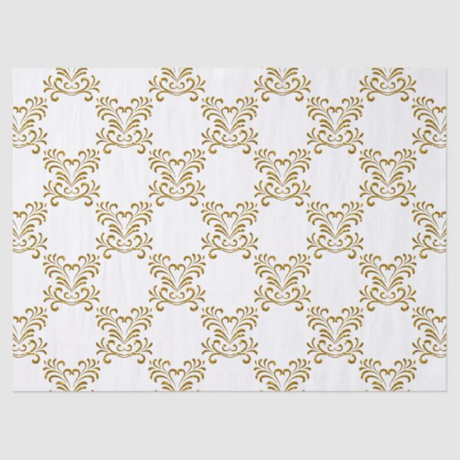 Papel De Seda Patrón elegante de Purpurina dorado (Anverso)