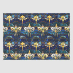 Papel De Seda Patrón elegante de vidrio manchado de Lotus Faux G