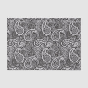 Papel De Seda Patrón elegante del paisley blanco negro