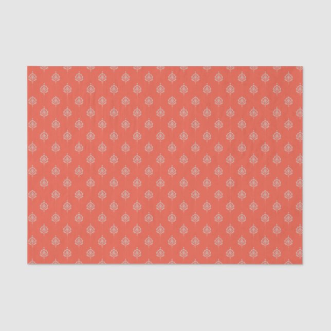 Papel De Seda Patrón elegante Naranja quemado de Damasco (Anverso)