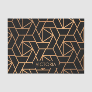 Papel De Seda Patrón elegante negro y dorado