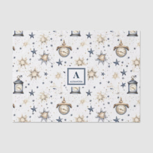Papel De Seda Patrón elegante personalizado de estrellas azules 