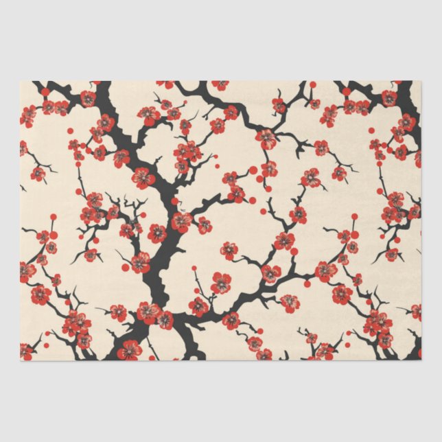 Papel De Seda Patrón elegante sin foco de flores de cerezo (1) (Anverso)