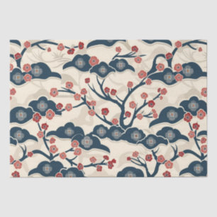 Papel De Seda Patrón elegante sin foco de flores de cerezo (2)