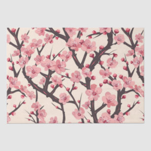 Papel De Seda Patrón elegante sin foco de flores de cerezo (6)