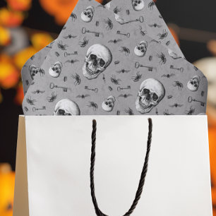 Papel De Seda Patrón espeluznante de calaveras y arañas para Hal