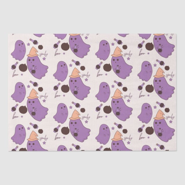 Papel De Seda Patrón espeluznante de Halloween de poción fantasm (Anverso)