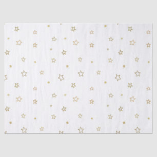 Papel De Seda Patrón estelar disperso corto sobre blanco