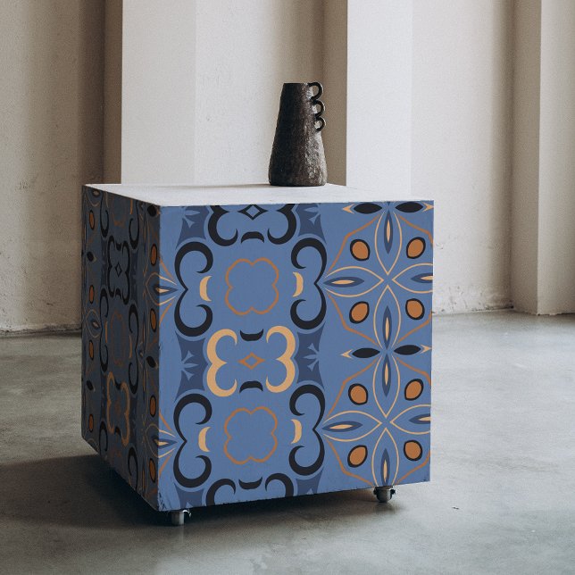 Papel De Seda Patrón Étnico Bohemio Azul Índigo Y Naranja (Subido por el creador)