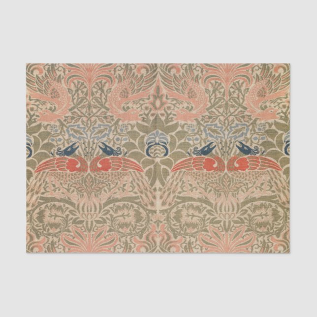 Papel De Seda Patrón famoso de aves de William Morris (Anverso)