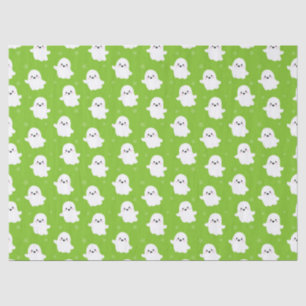 Papel De Seda Patrón fantasma verde lindo - Diseño de Halloween