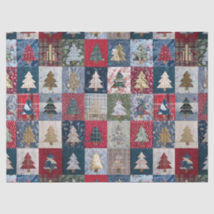 Papel De Seda Patrón festivo de árbol de Navidad con patchwork (