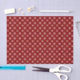 Papel De Seda Patrón festivo de copo de nieve de Navidad en rojo