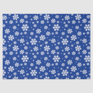 Papel De Seda Patrón festivo de copos de nieve azul y blanco