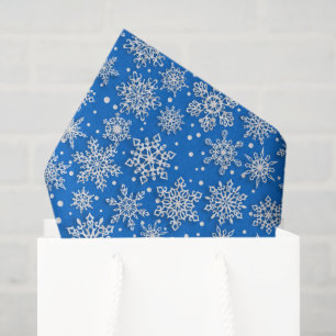 Papel De Seda Patrón festivo de copos de nieve de Navidad con ba