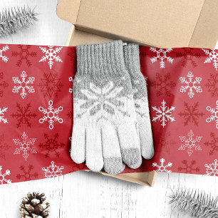 Papel De Seda Patrón festivo de copos de nieve rojos