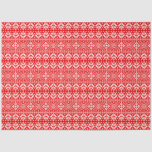 Papel De Seda Patrón festivo de Fair Isle rojo y blanco de Navid