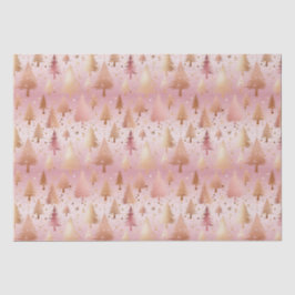 Papel De Seda Patrón festivo de los árboles de oro de rosa rosad