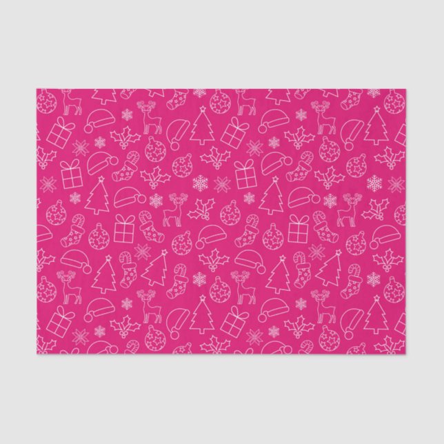 Papel De Seda Patrón festivo de Navidades de invierno blancos y  (Anverso)