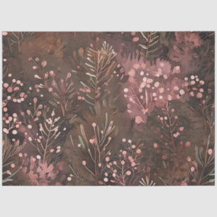 Papel De Seda Patrón festivo de paño y bayas rosadas blandas