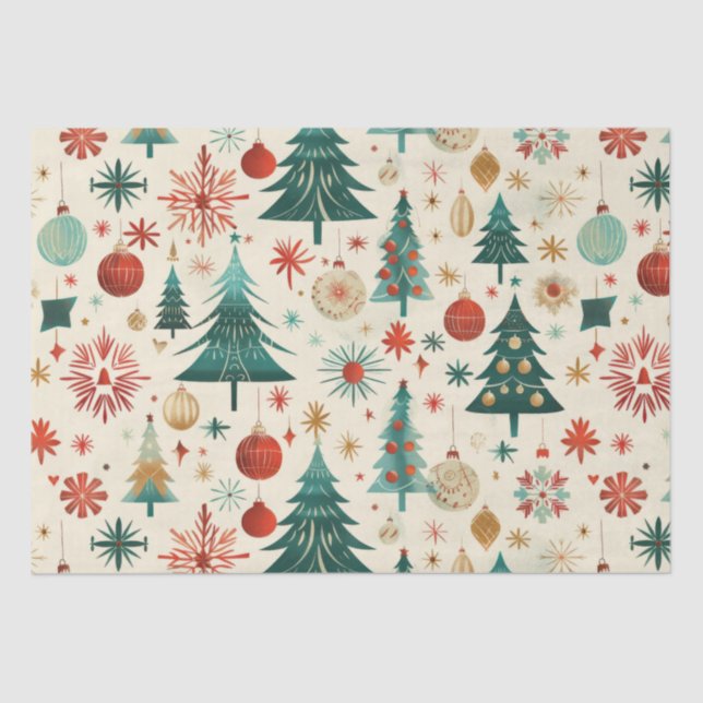 Papel De Seda Patrón festivo de vacaciones de invierno (Anverso)