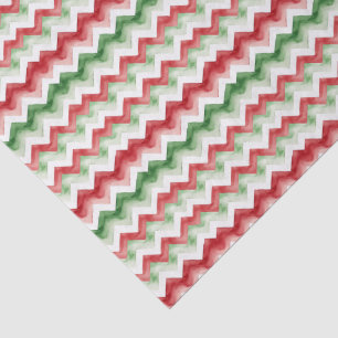 Papel De Seda Patrón festivo rojo y verde de zig zag navideño