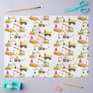 Papel De Seda Patrón Fiesta de camiones de construcción