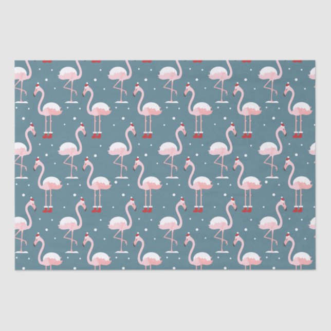 Papel De Seda Patrón Flamingo Santa Claus (Anverso)