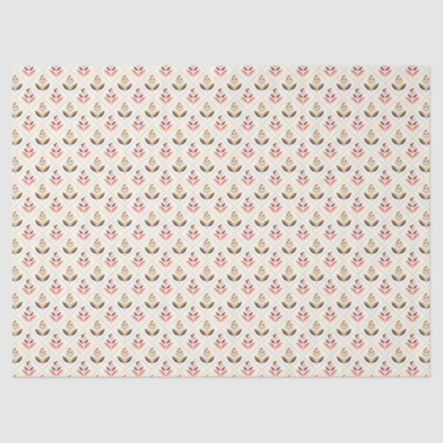 Papel De Seda Patrón floral abstracto con diseños alternos (Anverso)