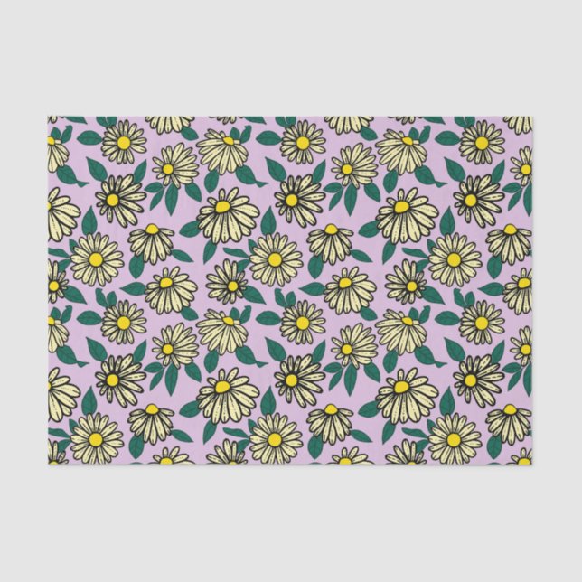 Papel De Seda Patrón floral amarillo (Anverso)