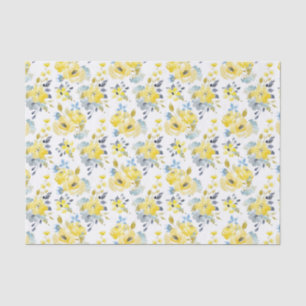 Papel De Seda Patrón floral amarillo acuarela