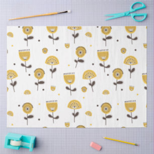 Papel De Seda Patrón floral amarillo de la modernidad de mediado