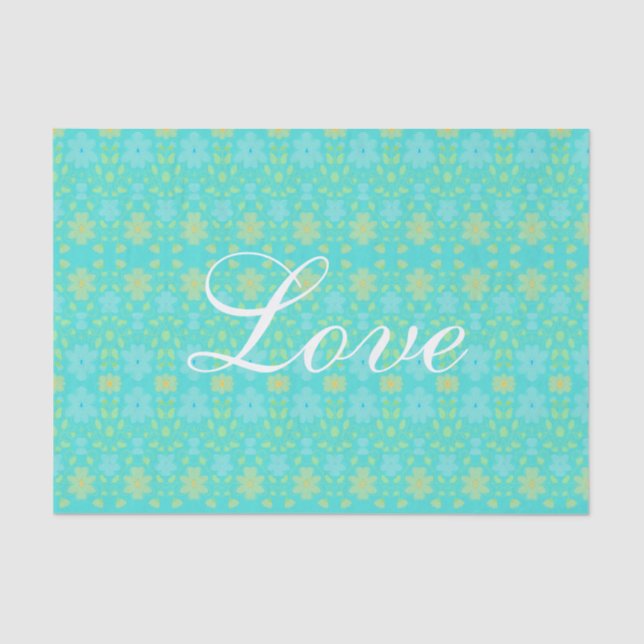 Papel De Seda Patrón Floral Amarillo Y Azul (Anverso)