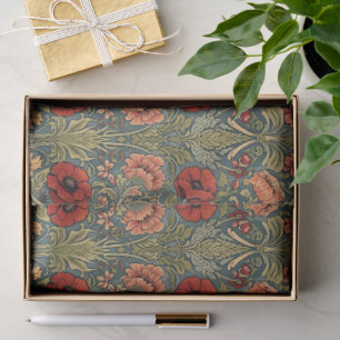 Papel De Seda Patrón floral Art Nouveau de amapolas de William M