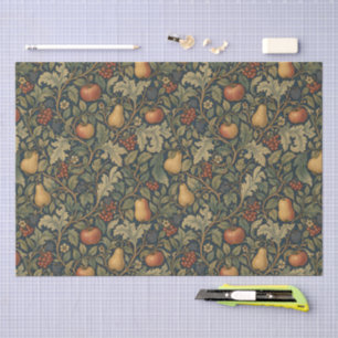 Papel De Seda Patrón floral Art Nouveau peras manzanas y bayas