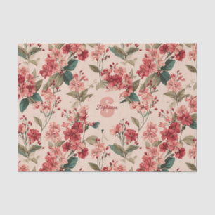 Papel De Seda Patrón floral azalea rosado vintage - clásico