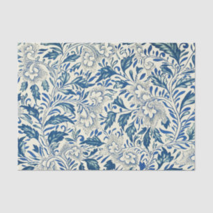 Papel De Seda Patrón floral azul Diseño antiguo asiático