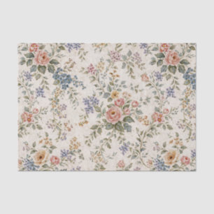 Papel De Seda Patrón Floral Azul Rosado de Cabaña