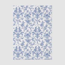 Papel De Seda Patrón Floral Azul Toile de Jouy País Francés
