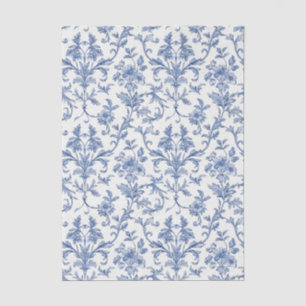 Papel De Seda Patrón Floral Azul Toile de Jouy País Francés