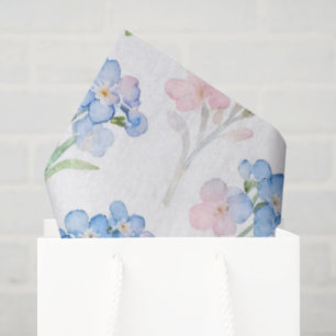 Papel De Seda Patrón floral azul y rosa