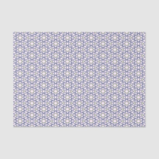 Papel De Seda Patrón floral azul y verde (Anverso)