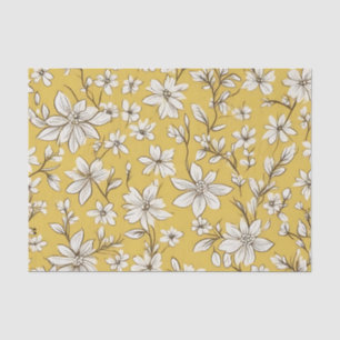 Papel De Seda Patrón floral blanco elegante