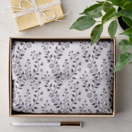 Papel De Seda Patrón floral boho moderno ciruela blanco