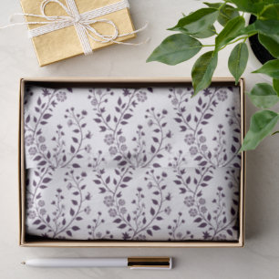 Papel De Seda Patrón floral boho moderno ciruela blanco