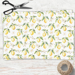 Papel De Seda Patrón floral botánico de fruta de limón cítrico